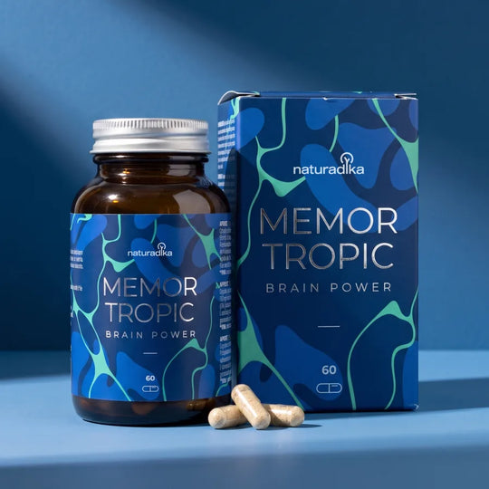 Memor Tropic Brain Power di Naturadika, barattolo da 60 capsule vegetali con astuccio