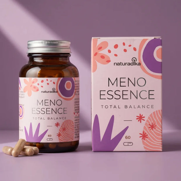 Meno Essence Total Balance Naturadika – integratore naturale per la menopausa, flacone da 60 capsule con astuccio