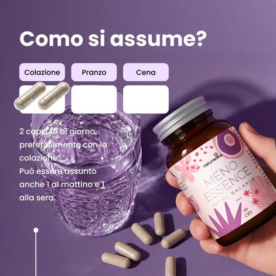 Meno Essence Total Balance – come si assume: 2 capsule al giorno, preferibilmente con la colazione