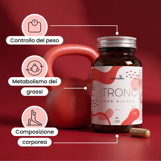 Benefici di Piper Nigrum Strong: controllo del peso, metabolismo dei grassi e composizione corporea
