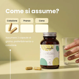 Come si assume Magrifit Piperine: 2 capsule al giorno, preferibilmente a colazione